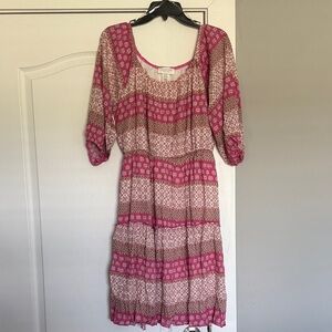 Janette Plus Pink Patterned Women's Dress 3X